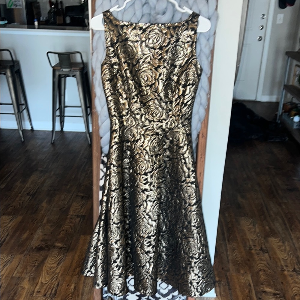 Elegant Black and Gold Floral Dress